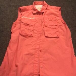Banana Boat Brand SPF Sun Protection Button Up Pink Shirt Medium Breckenridge CO